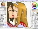らき☆すたの日下部みさおと峰岸あやのを描いてみた【ＳＡＩ】